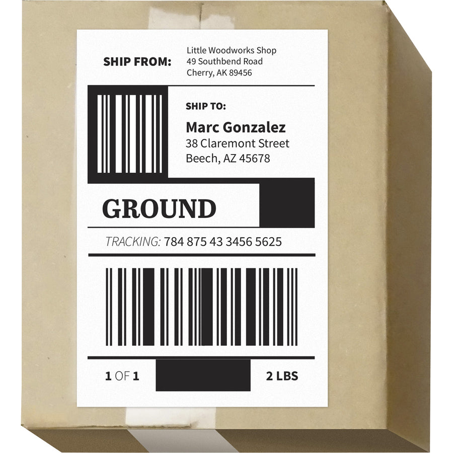 Image of MACO® Cover-All Opaque Laser/inkjet Shipping Labels, Internet Format, 5.5 X 8.5, White, 2 Labels/sheet, 100 Sheets/box