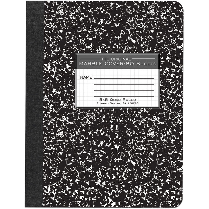 Image of Roaring Spring® Composition Book,Quad Ruled,5"x5",80 Sh,9-3/4"x7-1/2",BK