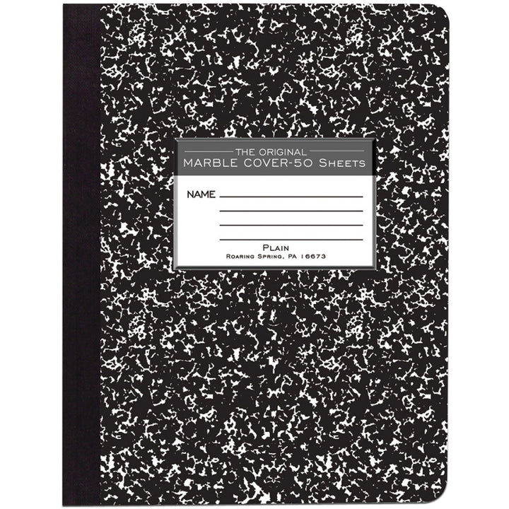Image of Roaring Spring® Composition Book,Unruled,50 Sheets,9-3/4"x7-1/2",Black Cvr.