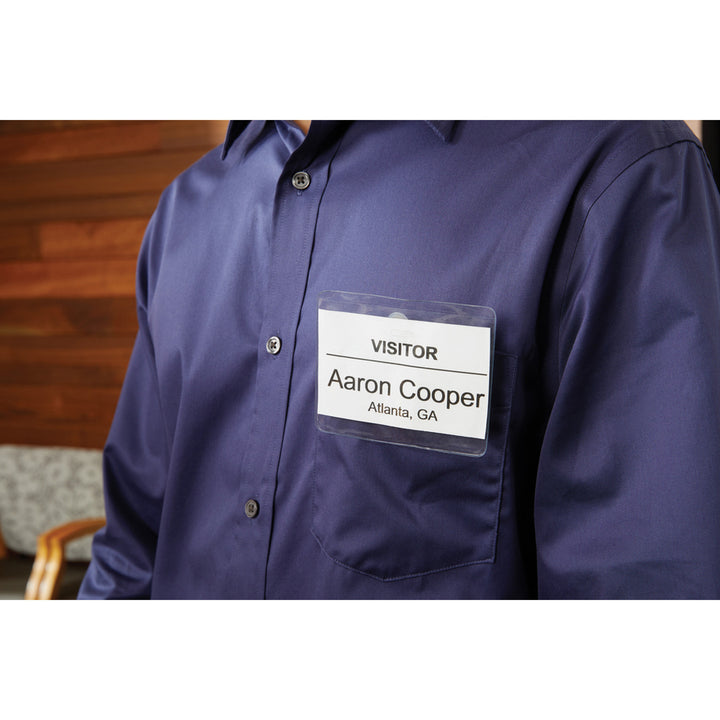 Image of Dymo 30856 Non-Adhesive LabelWriter Name Badge Labels, 2 7/16" W x 4 3/16" Length, Rectangle, White, 250 / Roll, 250 / Roll