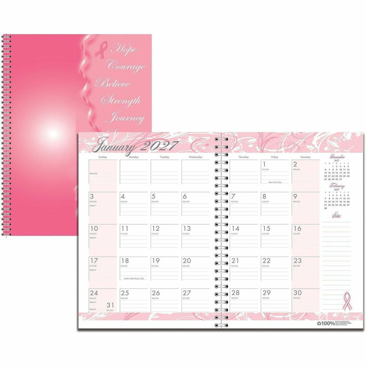 Image of House of Doolittle 5226 BCA Pink Cover Monthly Wirebound Journal