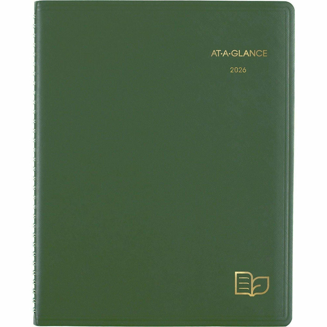 Image of AT-A-GLANCE® Recycled Weekly Vertical-Column Format Appointment Book, 11 x 8.25, Green Cover, 12-Month (Jan to Dec): 2025