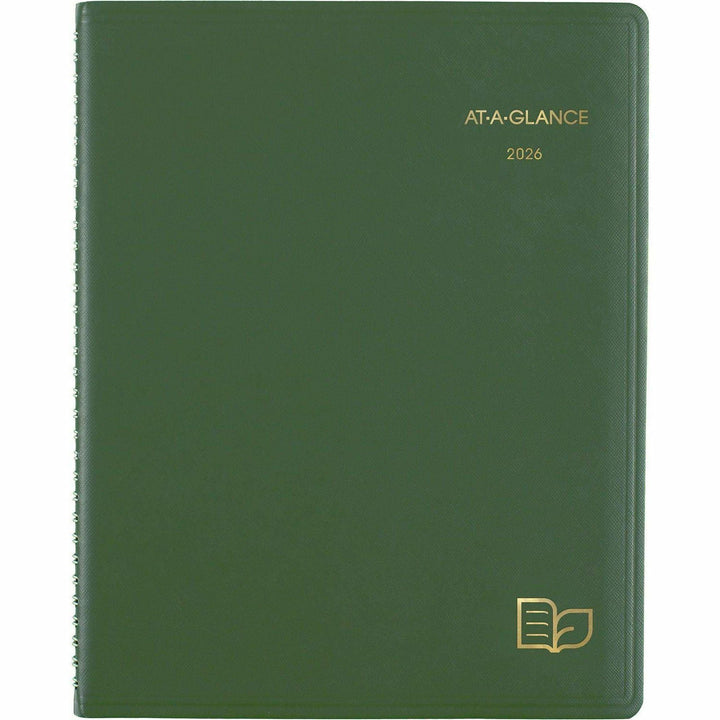 Image of AT-A-GLANCE® Recycled Weekly Vertical-Column Format Appointment Book, 11 x 8.25, Green Cover, 12-Month (Jan to Dec): 2025
