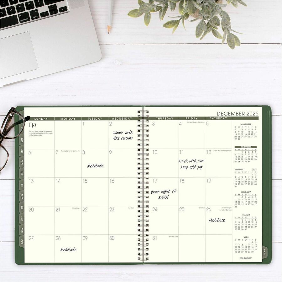 Image of AT-A-GLANCE® Recycled Weekly Vertical-Column Format Appointment Book, 11 x 8.25, Green Cover, 12-Month (Jan to Dec): 2025