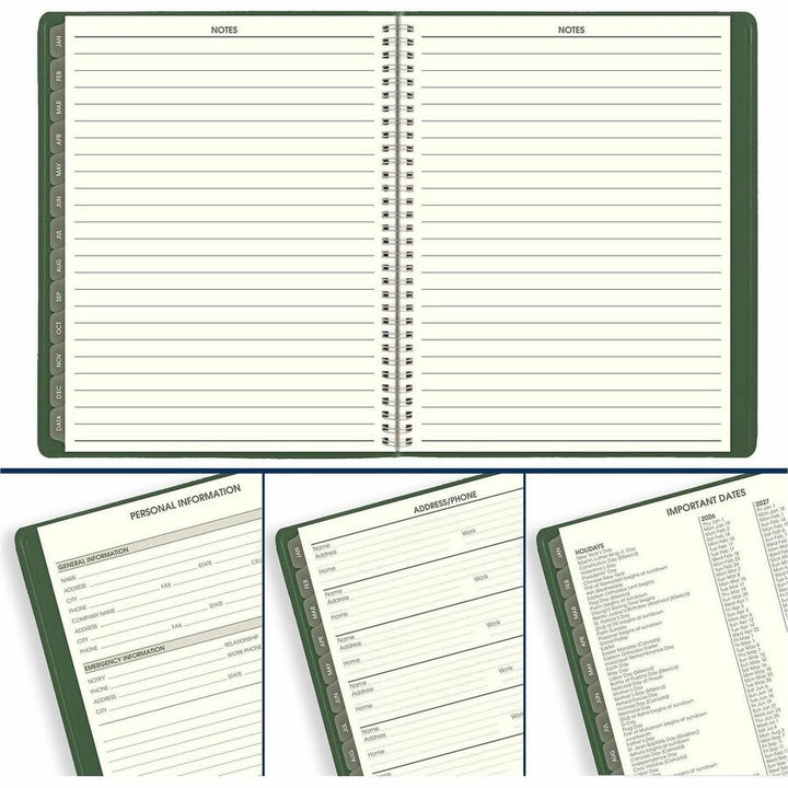 Image of AT-A-GLANCE® Recycled Weekly Vertical-Column Format Appointment Book, 11 x 8.25, Green Cover, 12-Month (Jan to Dec): 2025