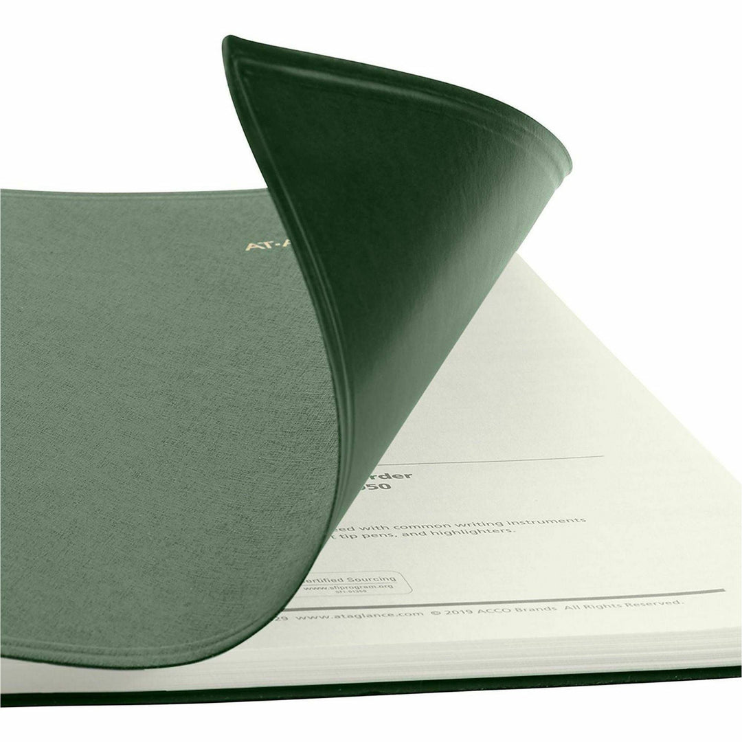 Image of AT-A-GLANCE® Recycled Weekly Vertical-Column Format Appointment Book, 11 x 8.25, Green Cover, 12-Month (Jan to Dec): 2025