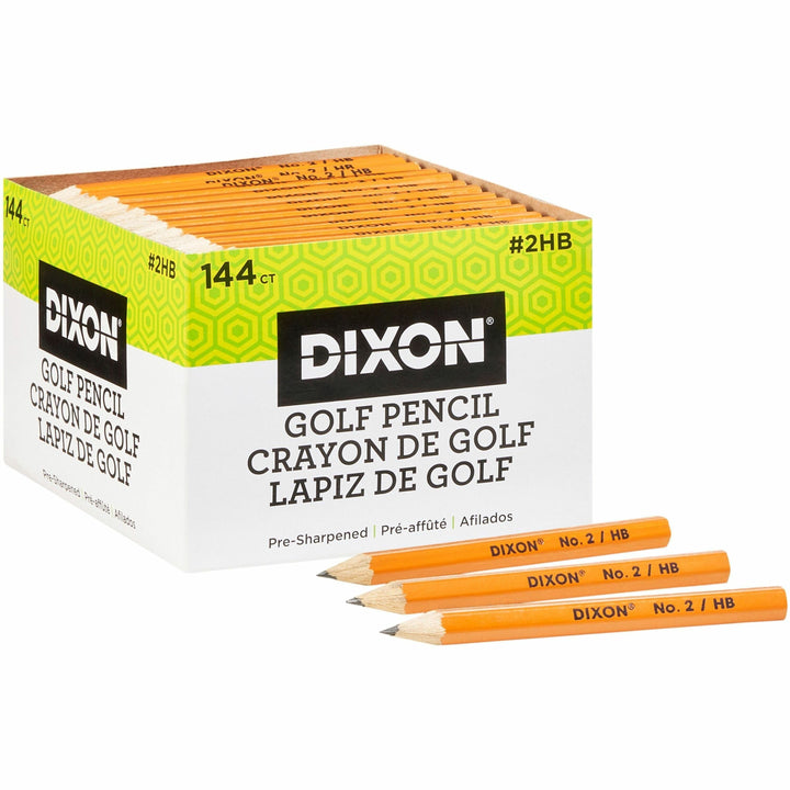 Image of Dixon 14998 Pre-sharpened Wood Golf Pencils, #2, Yellow Wood Barrel, 1 Box