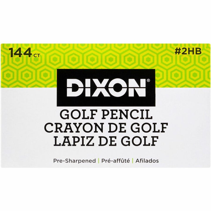Image of Dixon 14998 Pre-sharpened Wood Golf Pencils, #2, Yellow Wood Barrel, 1 Box