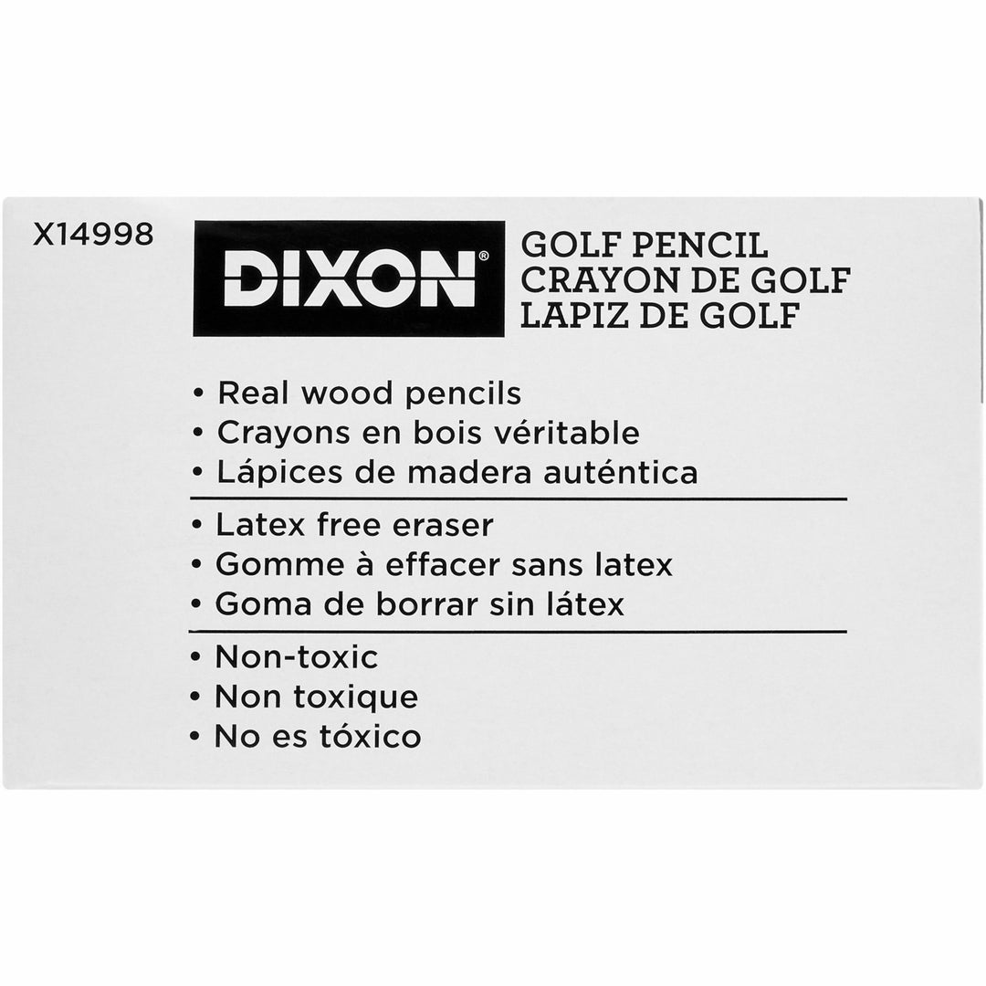 Image of Dixon 14998 Pre-sharpened Wood Golf Pencils, #2, Yellow Wood Barrel, 1 Box