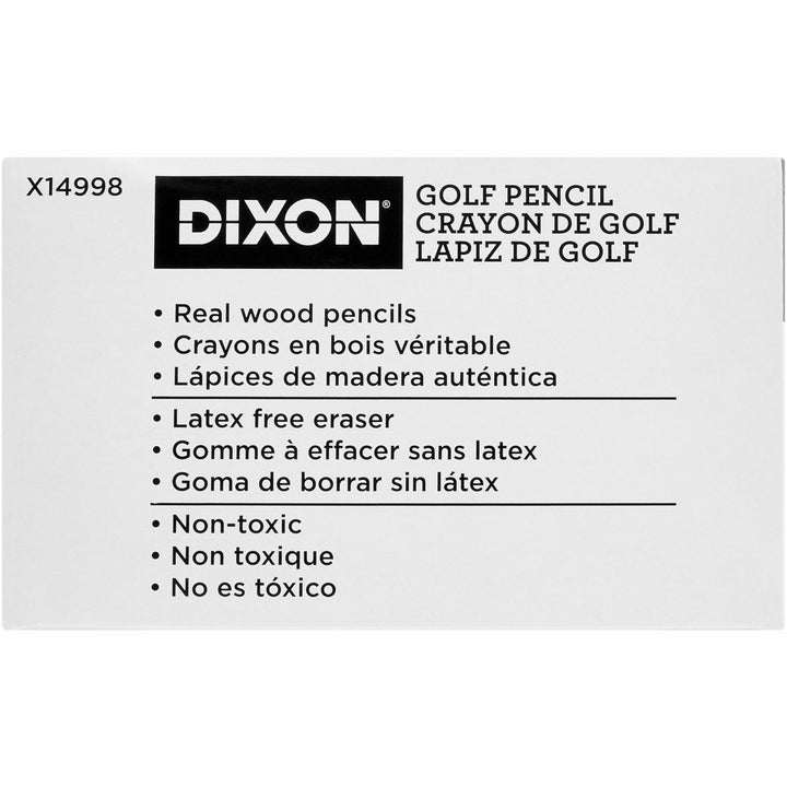 Image of Dixon 14998 Pre-sharpened Wood Golf Pencils, #2, Yellow Wood Barrel, 1 Box