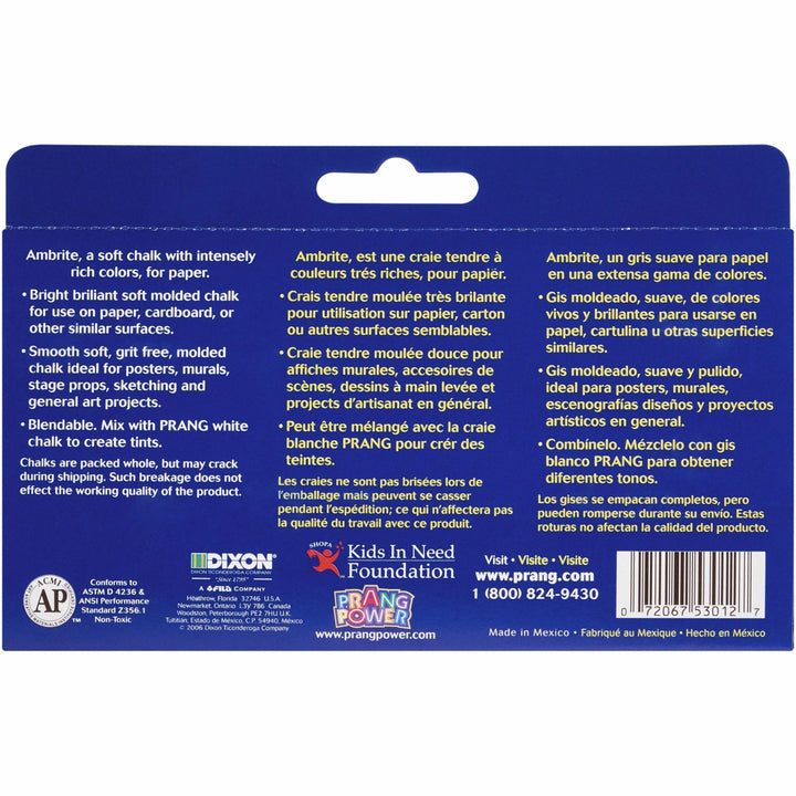 Image of Dixon® Paper Chalk, 3-3/16"x7/16", Nontoxic, 12/BX, Assorted