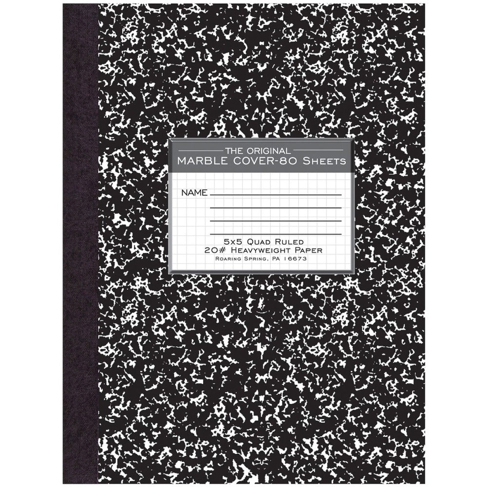 Image of Roaring Spring® Composition Book,Quad Ruled,5"x5",80 Sh,10-1/8"x7-7/8",BK