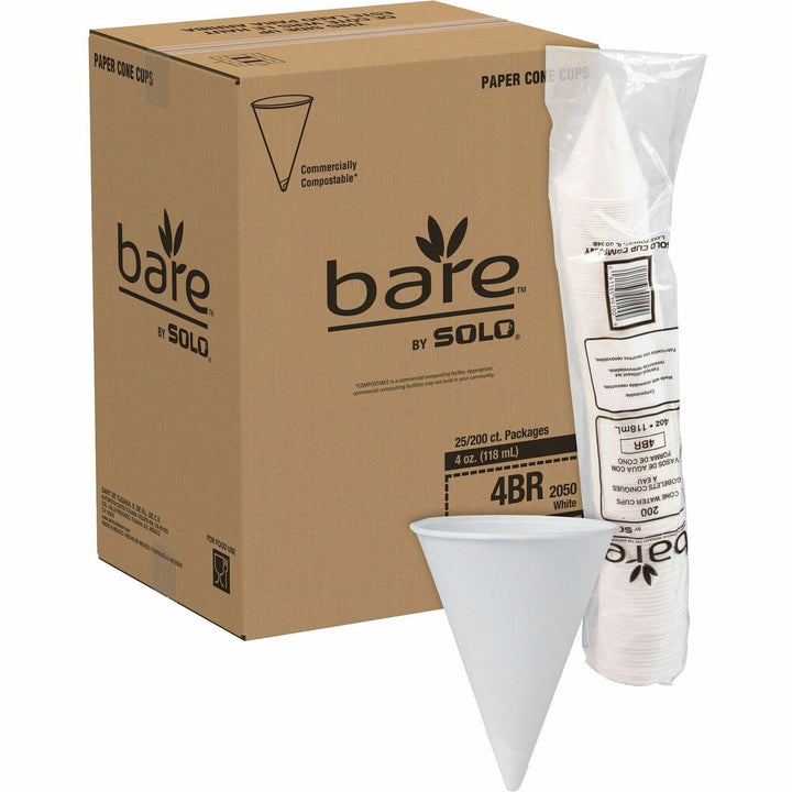 Image of SOLO® Cone Cups, Paper, 4oz, 200/PK, 25PK/CT, White