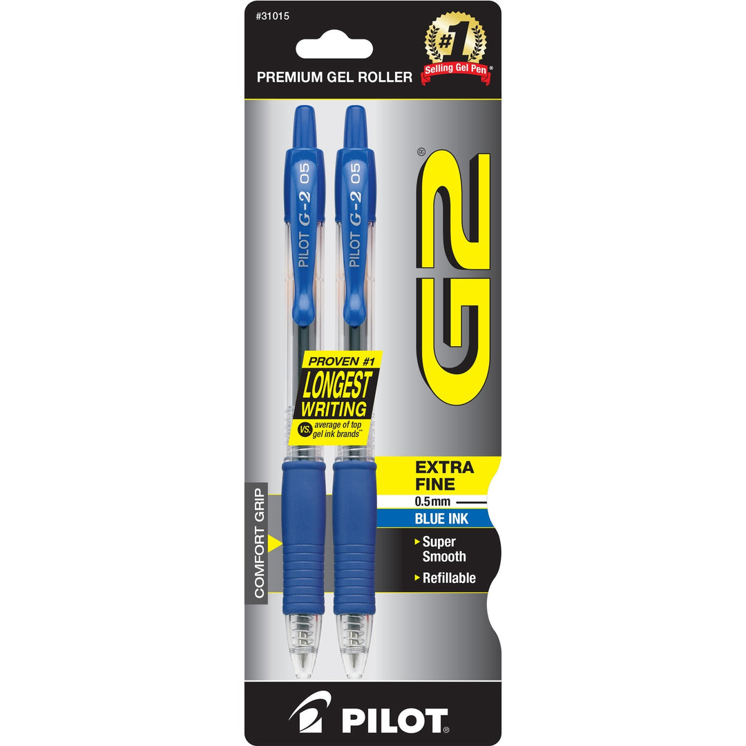 Image of Pilot® Gel Pen,Retractable,Refillable,Fine,2/CD,Blue