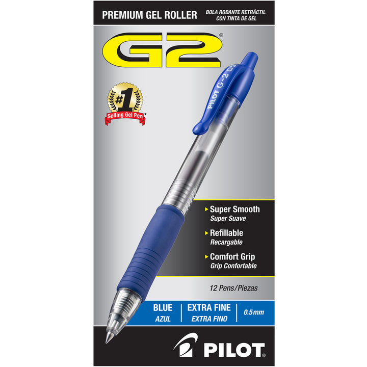 Image of Pilot® Gel Pen, Retractable, Refillable, Extra Fine Point, Blue