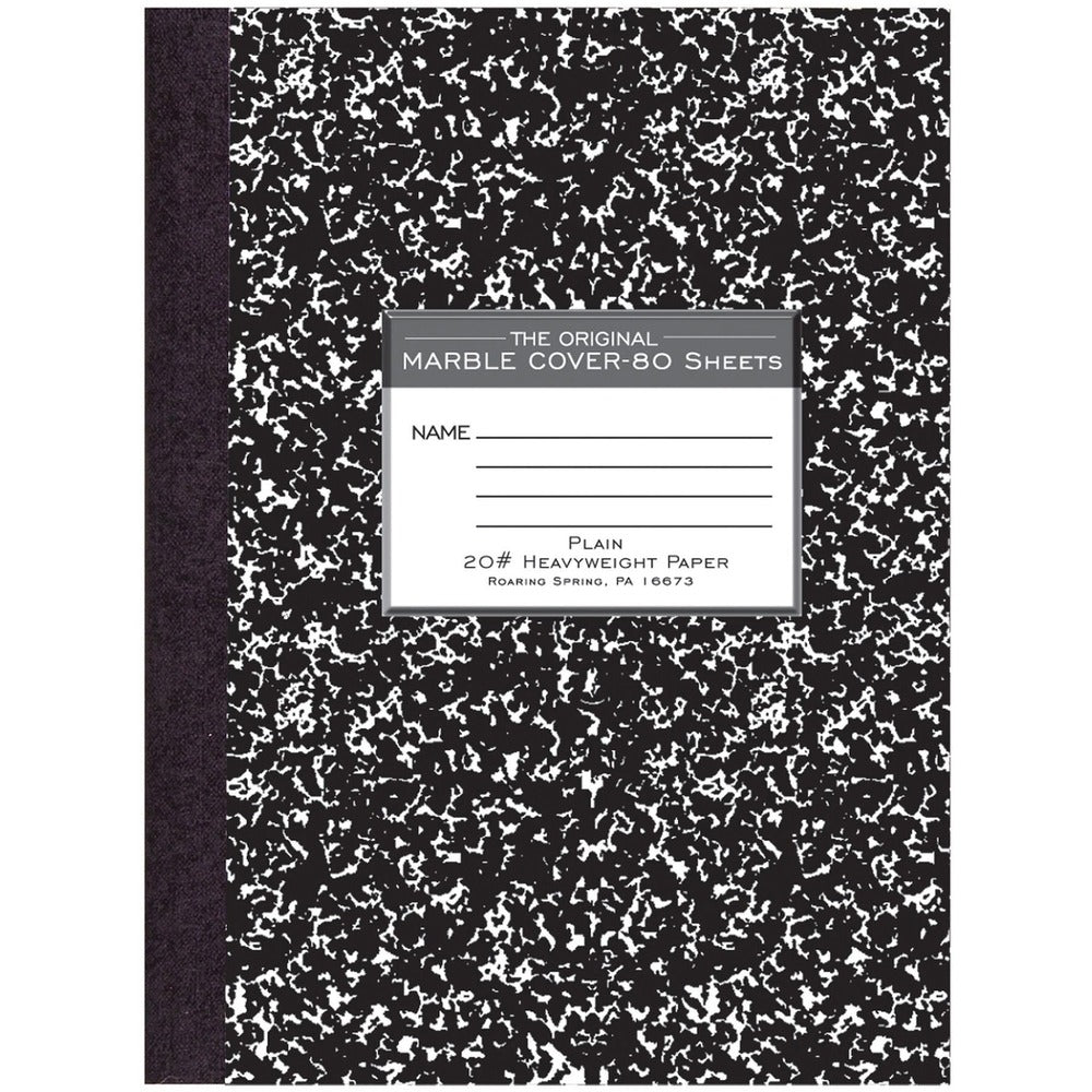 Image of Roaring Spring® Composition Book,Unruled,20 lb.,80/Sht,10-1/4"x7-7/8",Black