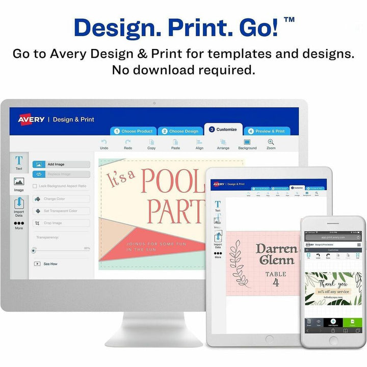 Image of Avery® True Print Clean Edge Business Cards, Inkjet, 2 X 3.5, White, 200 Cards, 10 Cards/sheet, 20 Sheets/pack