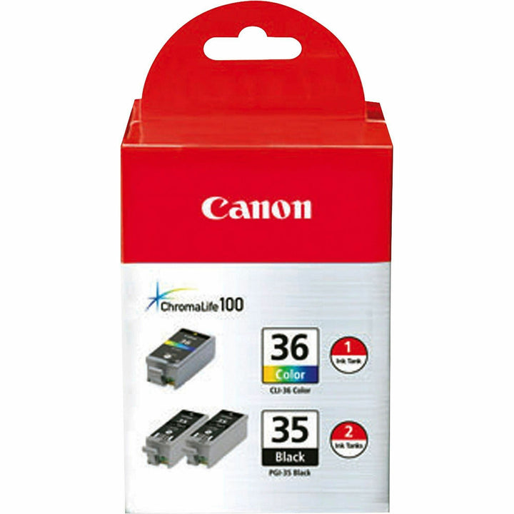 Image of Canon PGI-35CLI-36 PGI35CLI36 Ink Cartridge, Inkjet, Assorted, Cyan, Magenta, Yellow, 3 / Pack
