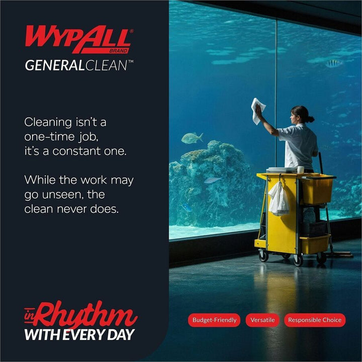 Image of Wypall 05812 GeneralClean L30 Heavy Duty Cleaning Towels, 12" L x 12.50" Width, White, 1 Pack