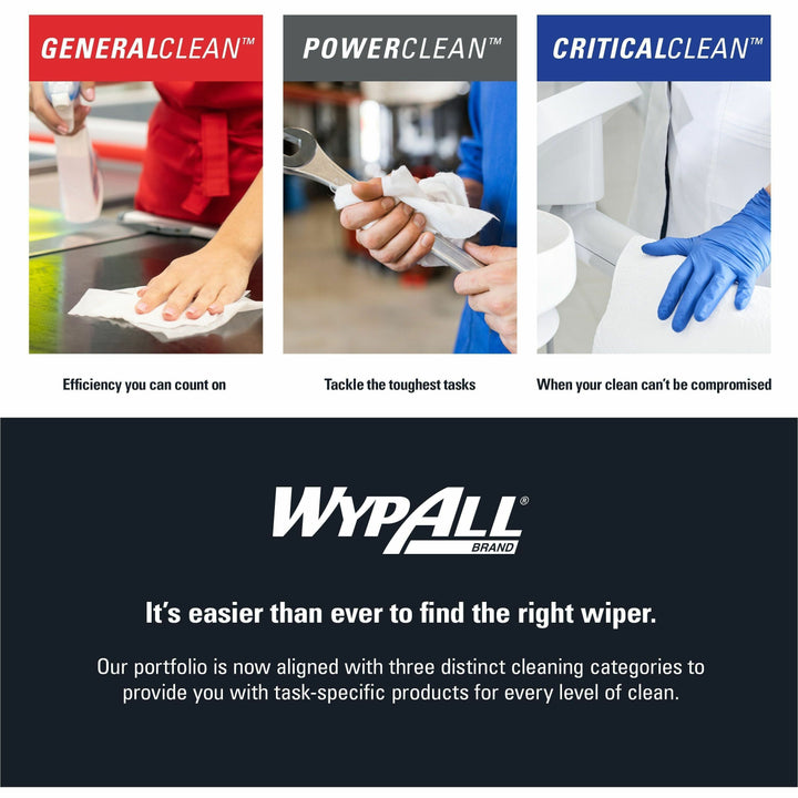 Image of Wypall 05701 PowerClean L40 Extra Absorbent Towels, For General Purpose, 12" L x 12.50" Width, Soft, Absorbent, Absorbent, White, 1 Pack
