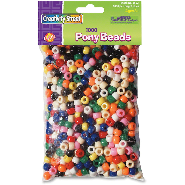 Image of Creativity Street 3552 Pony Beads, Art, Craft, Assorted, Plastic, 1000 / Pack