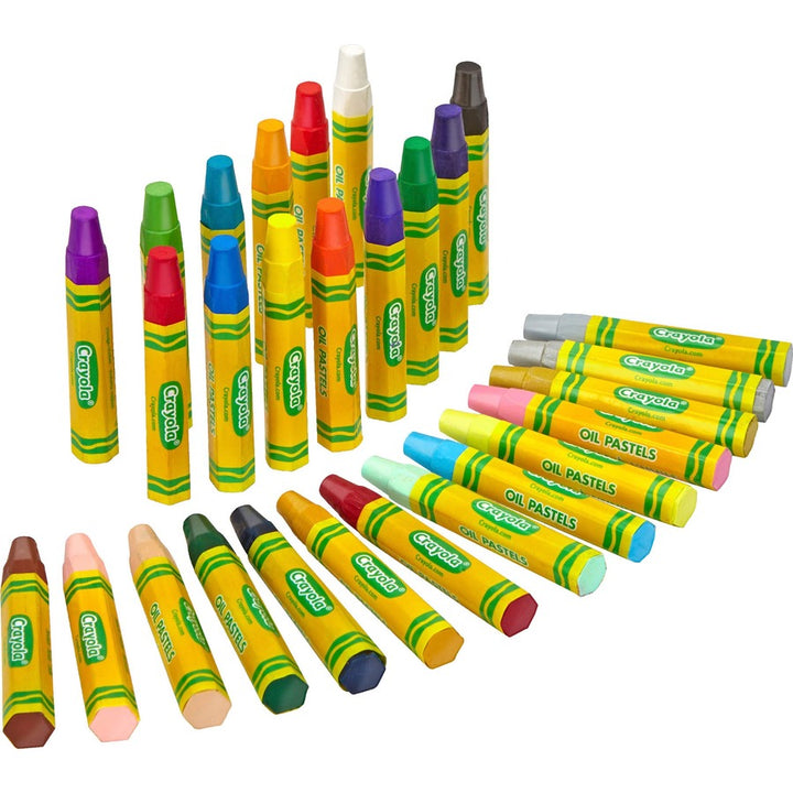 Image of Crayola 524628 Jumbo 28 Oil Pastels, Apricot, Black, Blue, Green Blue, Blue-violet, Brown, Gray, Green, Metallic Silver, Orange, Peach, ..., 28 / Set