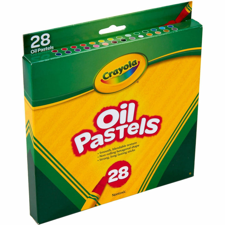 Image of Crayola 524628 Jumbo 28 Oil Pastels, Apricot, Black, Blue, Green Blue, Blue-violet, Brown, Gray, Green, Metallic Silver, Orange, Peach, ..., 28 / Set