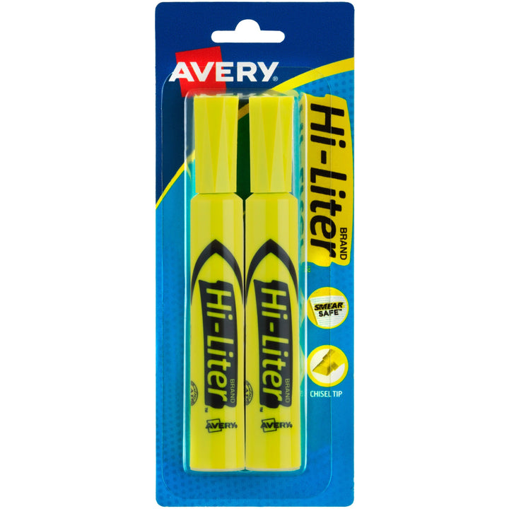 Image of Avery® Highlighter,Chisel Point,2/PK,Fluorescent Yellow