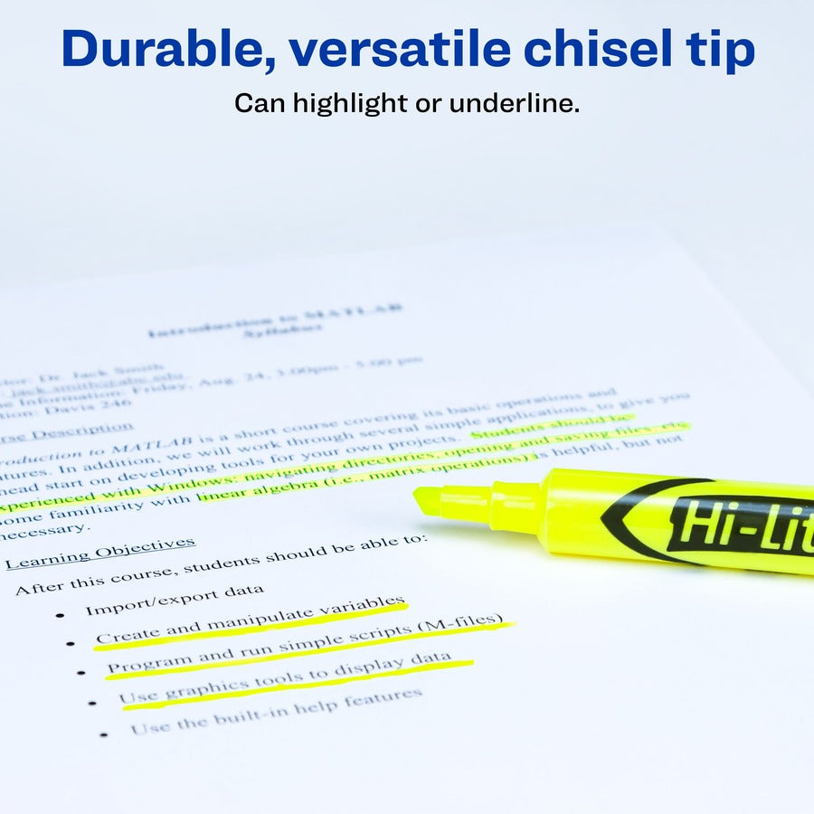Image of Avery® Highlighter,Chisel Point,2/PK,Fluorescent Yellow