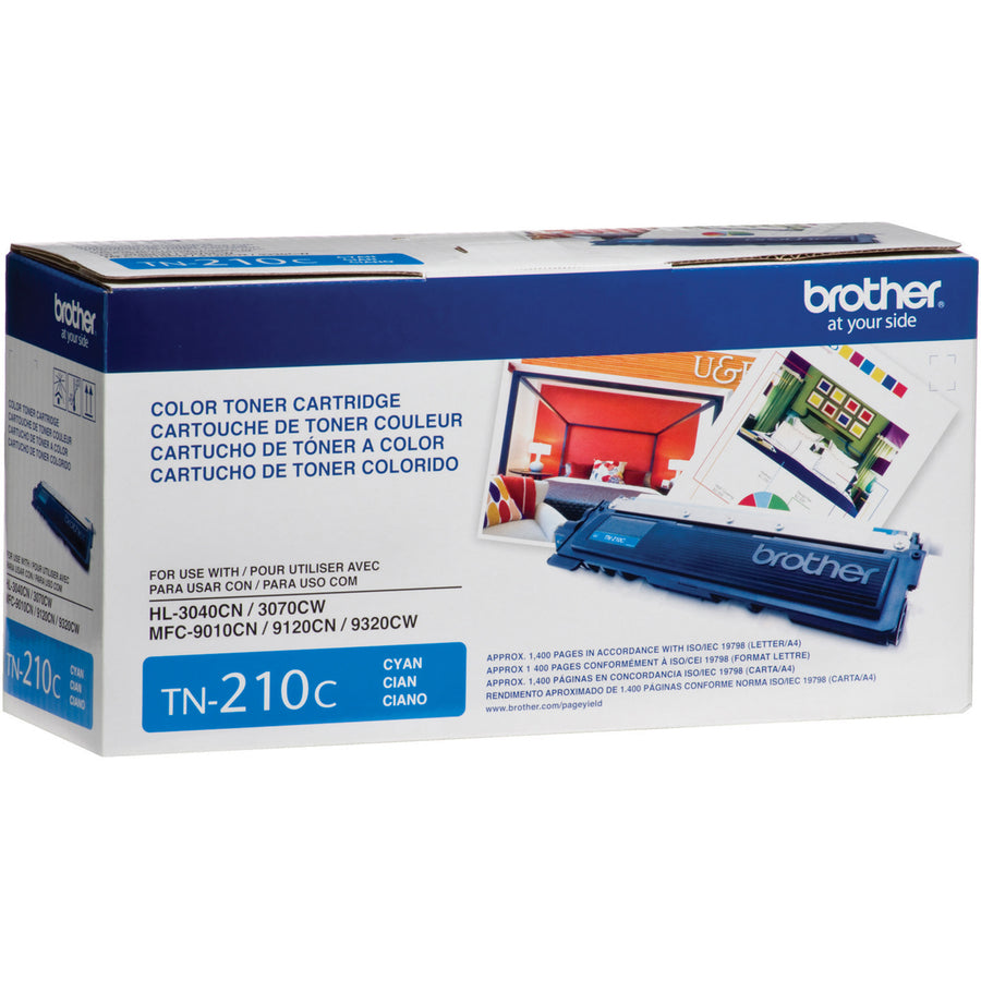Image of Brother TN210C TN210 BK/C/M/Y Toner Cartridge, 1400 Pages, 1 Each