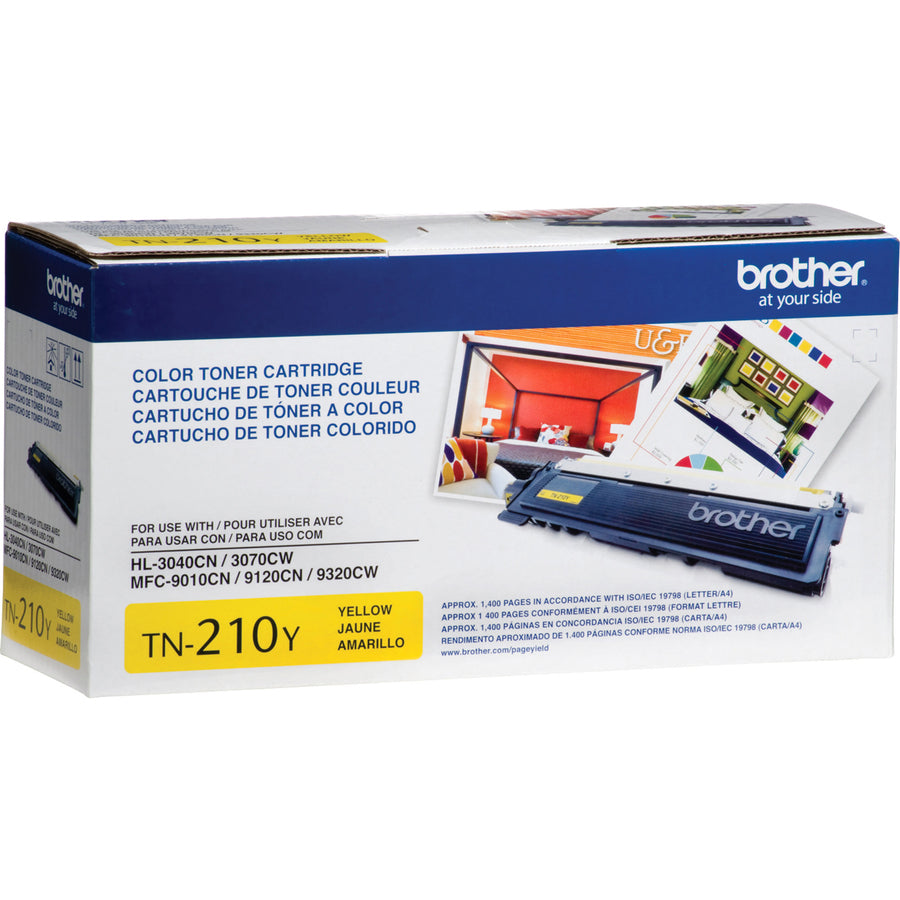Image of Brother TN-210Y TN210 BK/C/M/Y Toner Cartridge, 1400 Pages, 1 Each