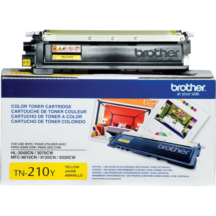 Image of Brother TN-210Y TN210 BK/C/M/Y Toner Cartridge, 1400 Pages, 1 Each