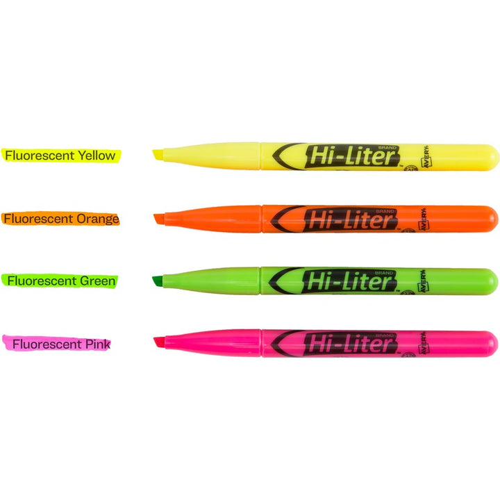 Image of Avery® Highlighters, Pen Style, Chisel Point, 4/PK, FL AST