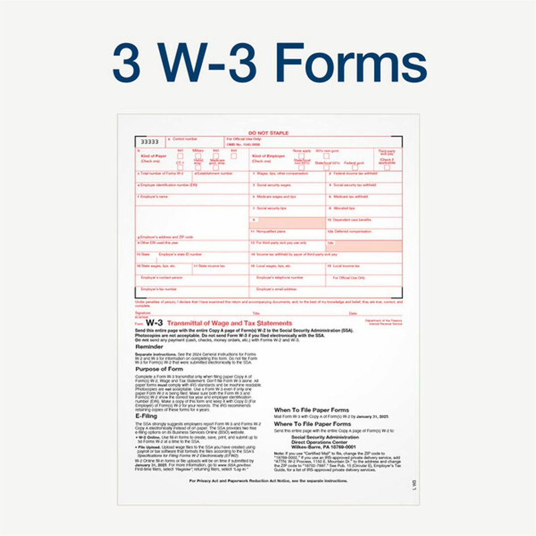 Image of Adams® 6-Part W-2 Tax Form Kit with Security Envelopes and Tax Forms Helper, 2024, 8.5 x 5.5, 2 Forms/Sheet, 24 Forms Total