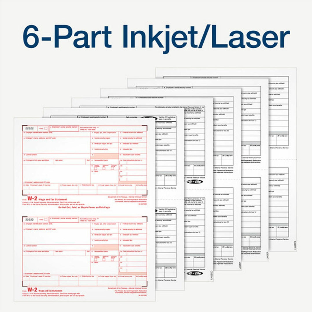 Image of Adams® 6-Part W-2 Tax Form Kit with Security Envelopes and Tax Forms Helper, 2024, 8.5 x 5.5, 2 Forms/Sheet, 24 Forms Total