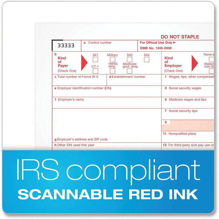 Image of Adams® 6-Part W-2 Tax Form Kit with Security Envelopes and Tax Forms Helper, 2024, 8.5 x 5.5, 2 Forms/Sheet, 24 Forms Total