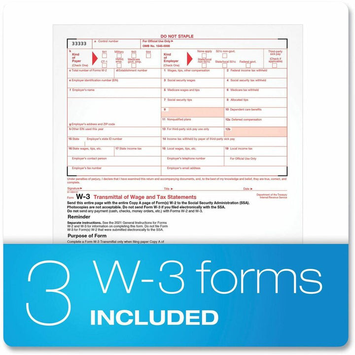 Image of Adams® 6-Part W-2 Tax Form Kit with Security Envelopes and Tax Forms Helper, 2024, 8.5 x 5.5, 2 Forms/Sheet, 24 Forms Total