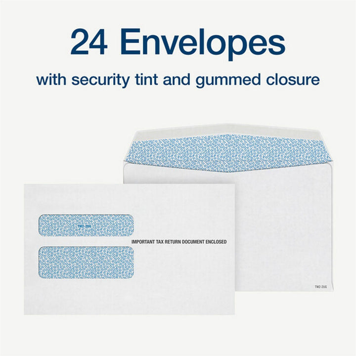 Image of Adams® 6-Part W-2 Tax Form Kit with Security Envelopes and Tax Forms Helper, 2024, 8.5 x 5.5, 2 Forms/Sheet, 24 Forms Total