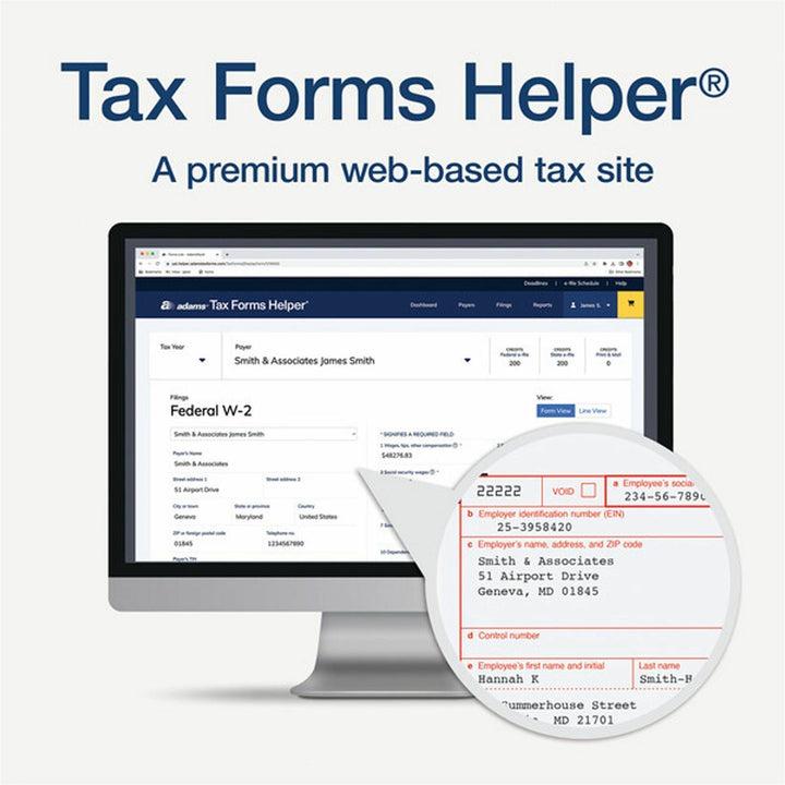 Image of Adams® 6-Part W-2 Tax Form Kit with Security Envelopes and Tax Forms Helper, 2024, 8.5 x 5.5, 2 Forms/Sheet, 24 Forms Total