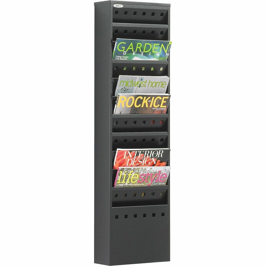 Image of Safco® Steel Magazine Rack, 11 Compartments, 10w X 4d X 36.25h, Black