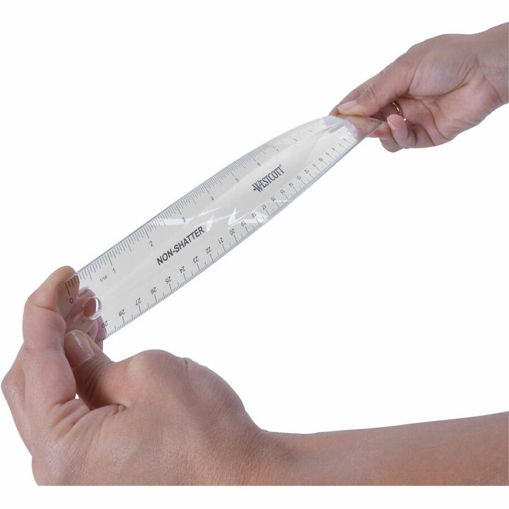 Image of Westcott® Non-Shatter Flexible Ruler, Standard/metric, 12" Long, Plastic, Clear