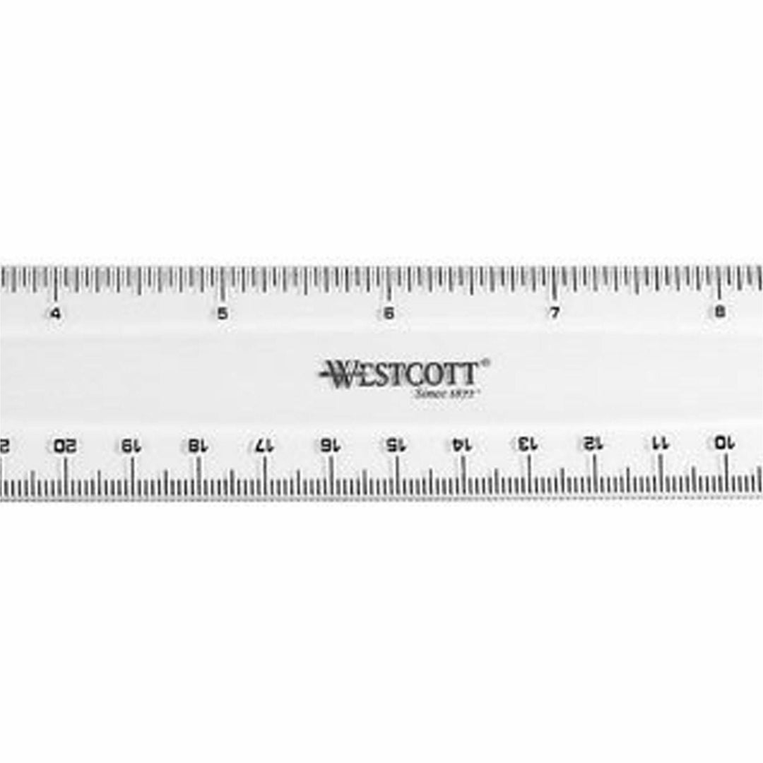 Image of Westcott® Non-Shatter Flexible Ruler, Standard/metric, 12" Long, Plastic, Clear