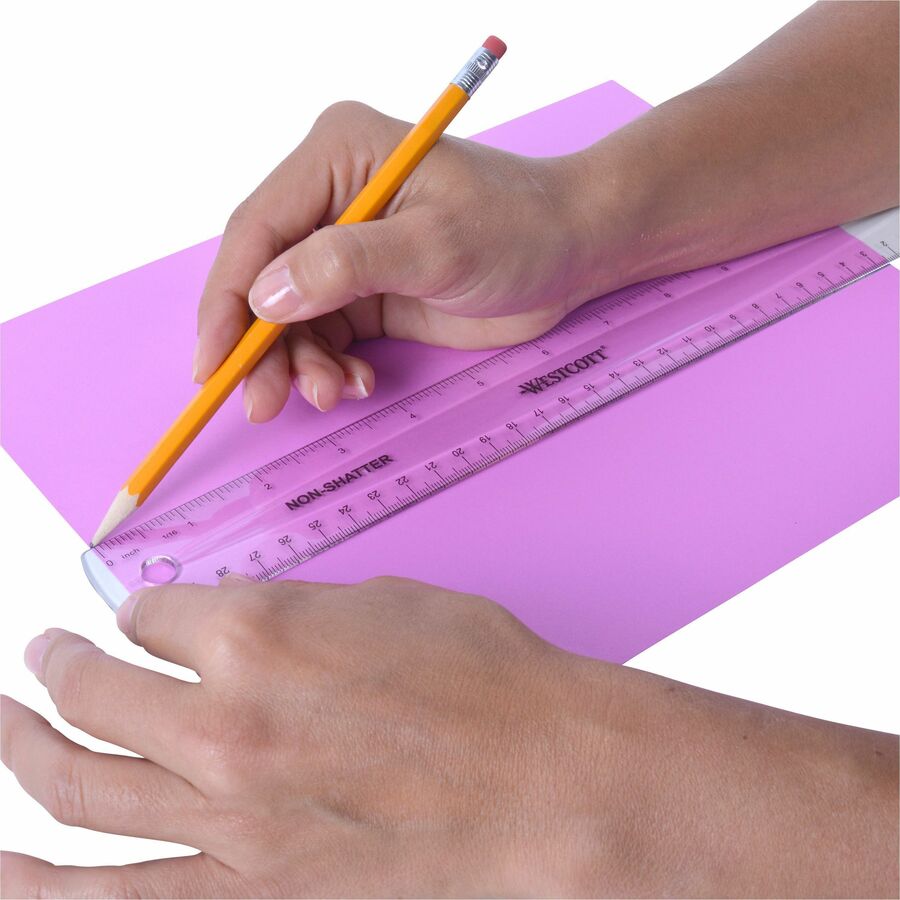 Image of Westcott® Non-Shatter Flexible Ruler, Standard/metric, 12" Long, Plastic, Clear