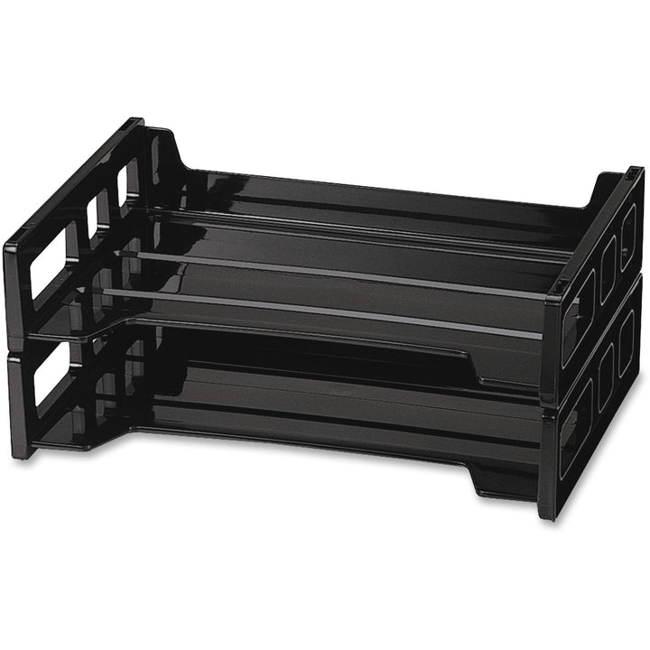 Image of Officemate Stackable Desk Trays,Side Load,13-3/16"x9"x2-3/4",2/PK,Black