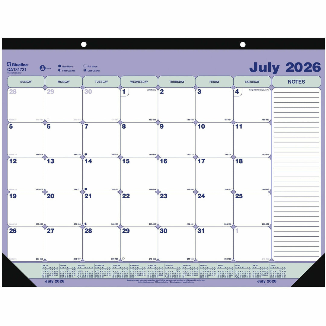 Image of Blueline CA181731 2026-2027 13-Month Monthly Academic Desk Pad/Calendar
