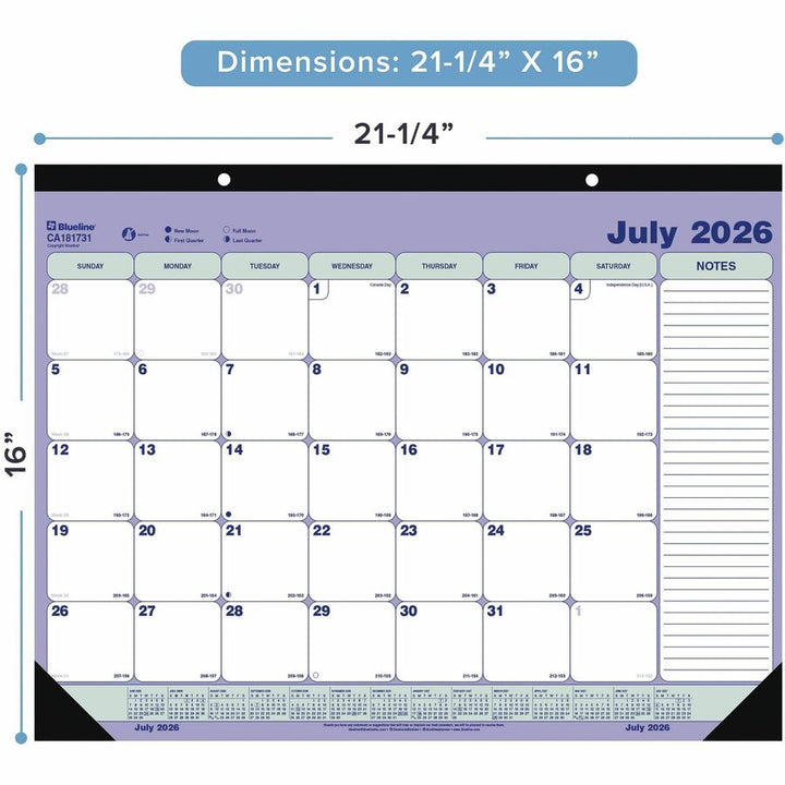 Image of Blueline CA181731 2026-2027 13-Month Monthly Academic Desk Pad/Calendar