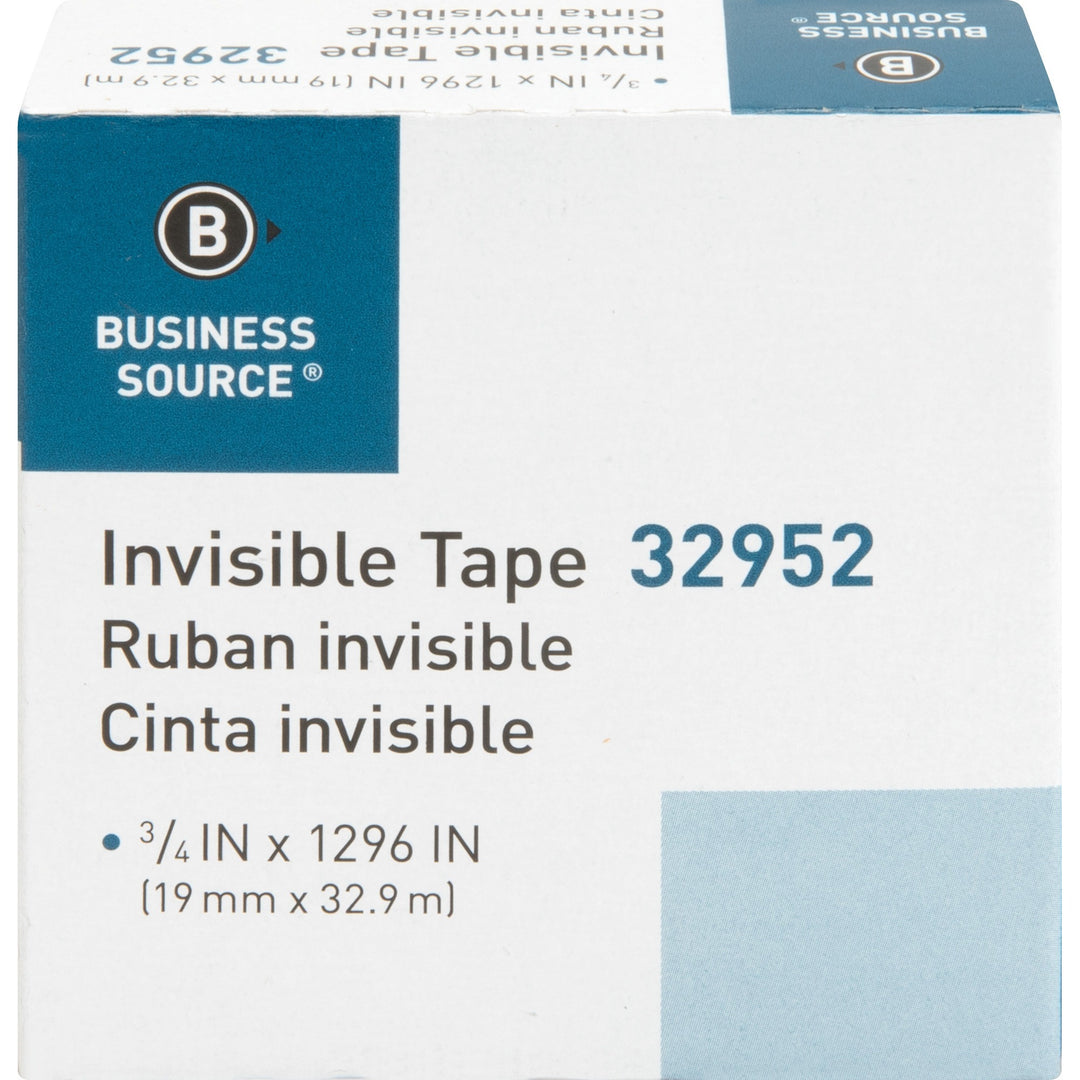 Image of Business Source Invisible Tape Refill Roll, 1" Core, 3/4"x1296", Clear