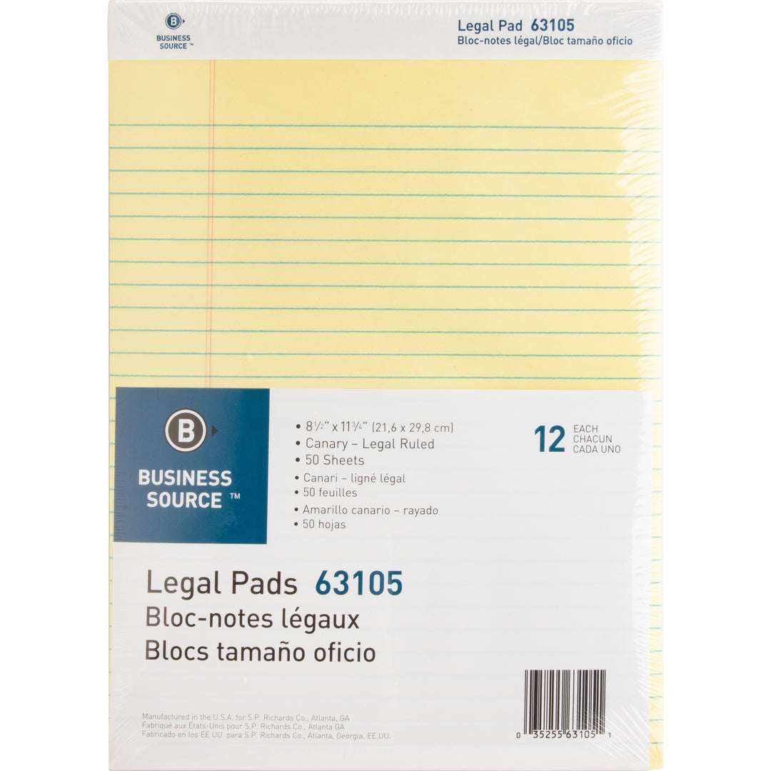 Image of Business Source 63105 Micro-Perforated Legal Ruled Pads