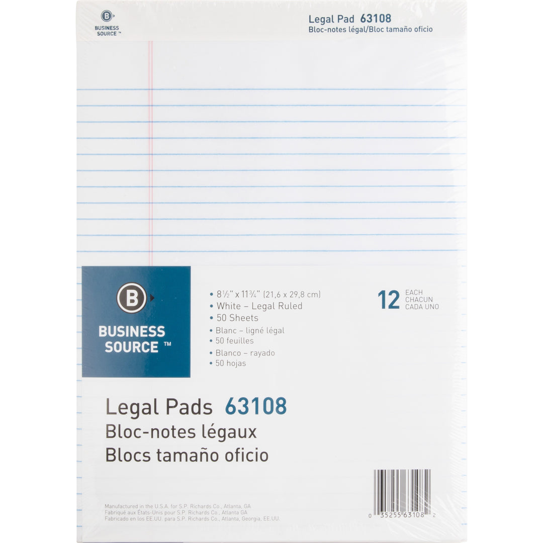 Image of Business Source 63108 Micro-Perforated Legal Ruled Pads