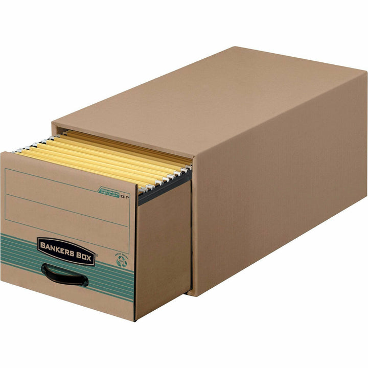 Image of Bankers Box® Stor/drawer Steel Plus Extra Space-Savings Storage Drawers, Letter Files, 14" X 25.5" X 11.5", Kraft/green, 6/carton